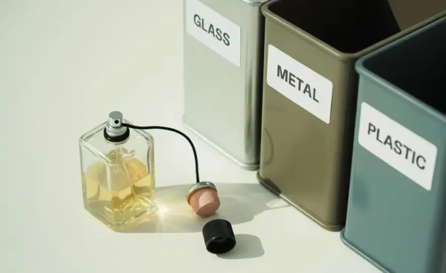 Gdzie wyrzucić flakon po perfumach? Szkło, plastik, resztki.